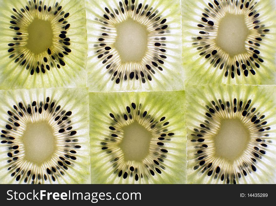 It is thin the cut slices of an kiwi fruit