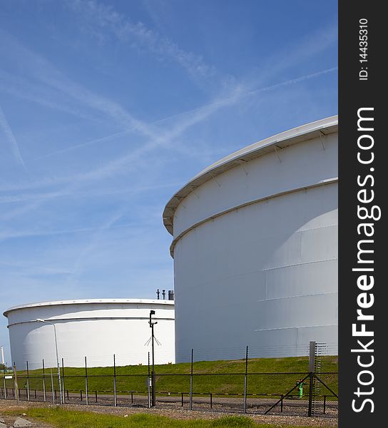 White oil tanks in the harbour of rotterdam