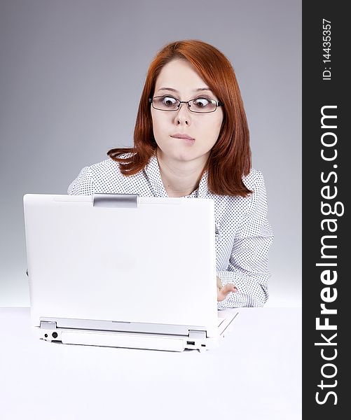 Red-haired Girl With White Notebook