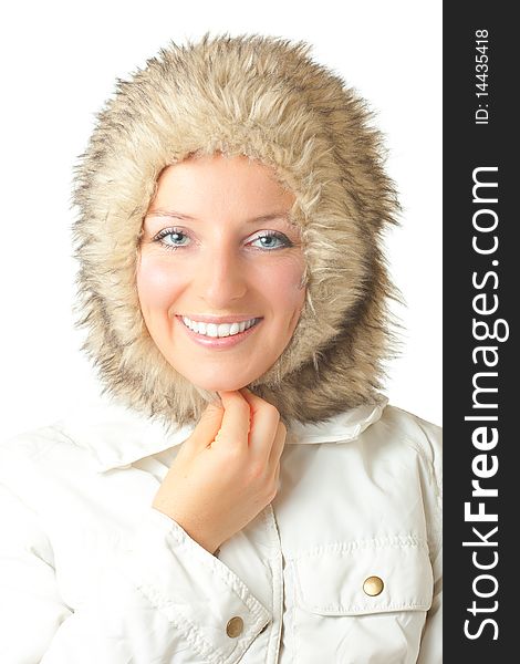 Woman in furry hat