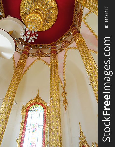 Window and column in thai temple