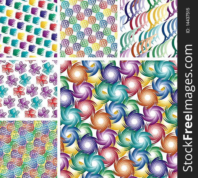 Seamless vivid ornament backgrounds with abstract swirl elements. Seamless vivid ornament backgrounds with abstract swirl elements