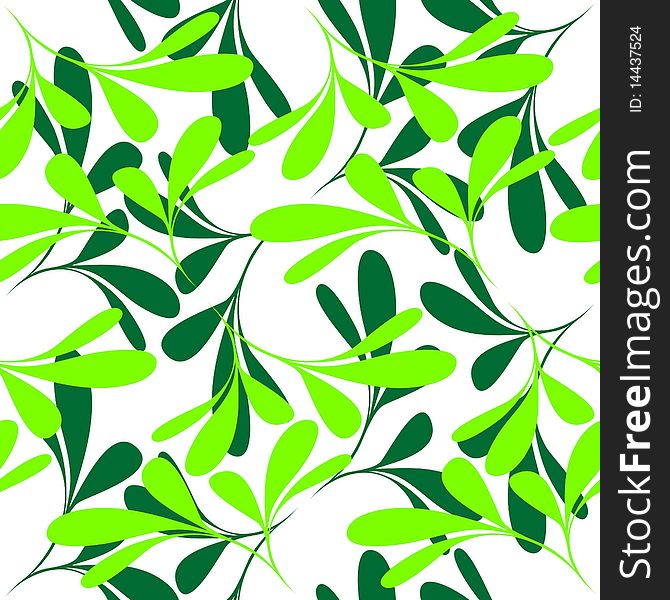 Seamless green plant wallpaper on white. Seamless green plant wallpaper on white