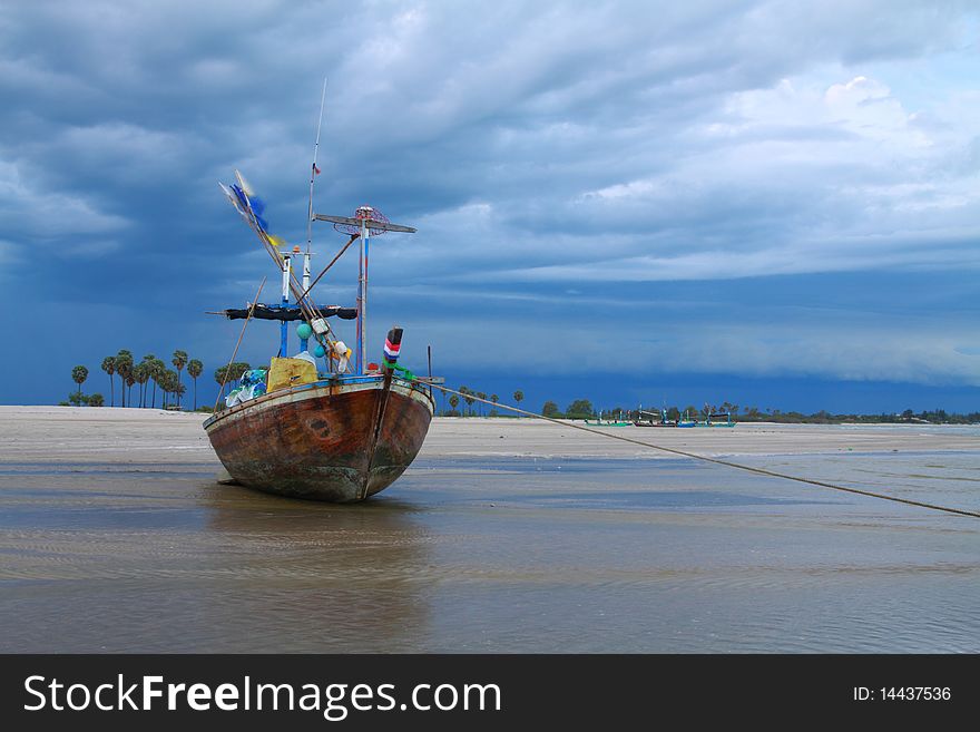 Thai fishing boat rest at the beach. Thai fishing boat rest at the beach.