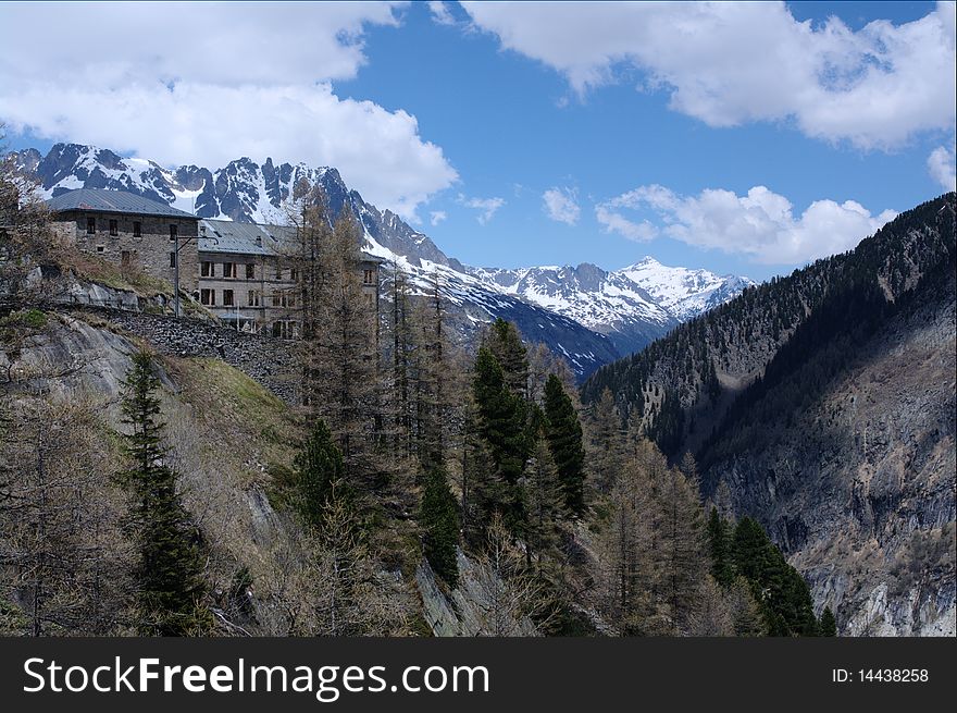 Mountain landscape in Mont-blanc massive, Alps, France, Chamonix.