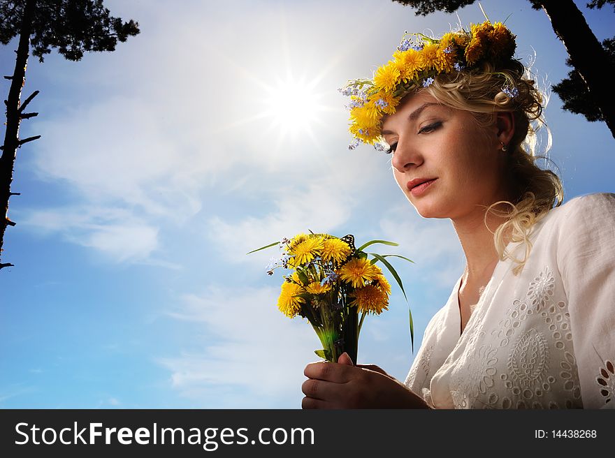 Woman With Dandelion Flowers