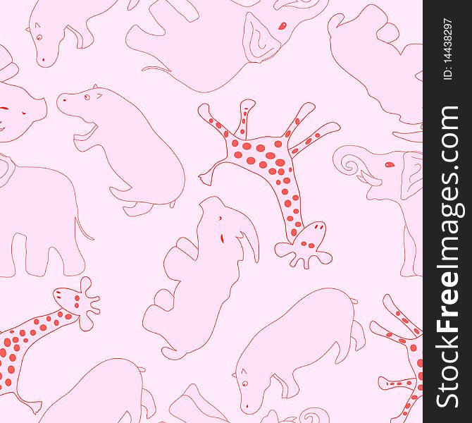 Vector seamless background with animals.