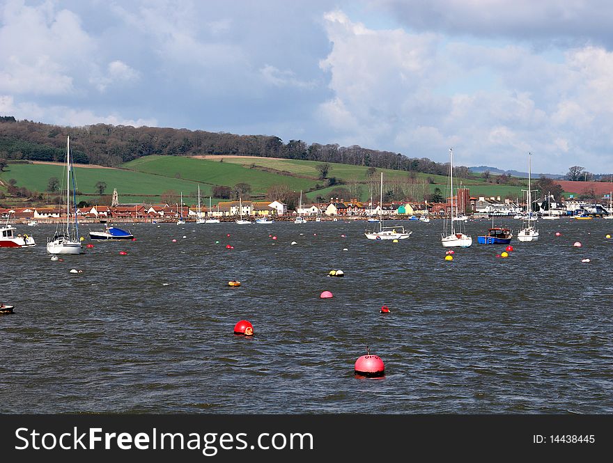 Boats moored on river Exe. Boats moored on river Exe