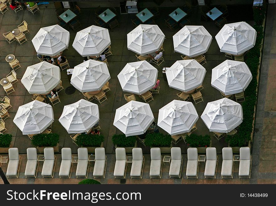 Looking down on these umbrellas one gets lost in the patterns.