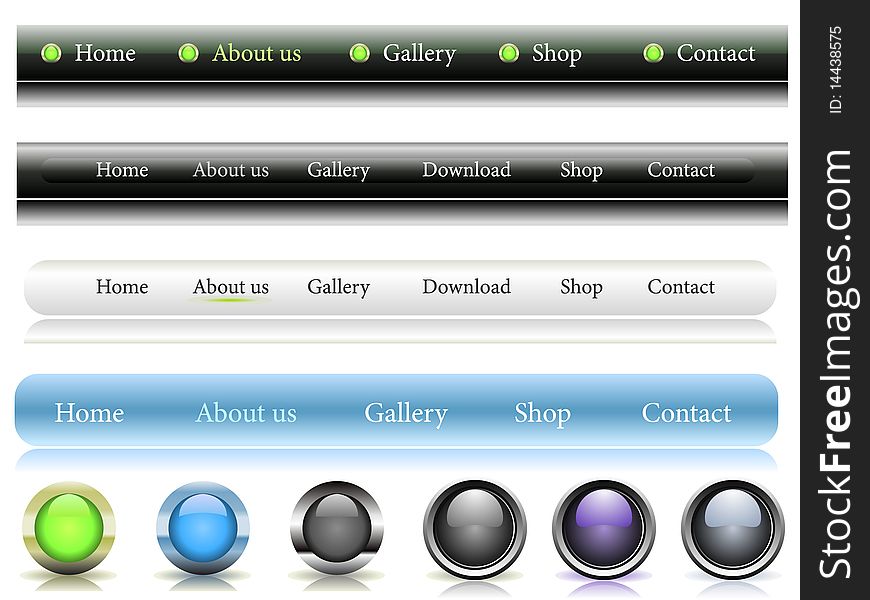 Set of web navigation and buttons. Set of web navigation and buttons