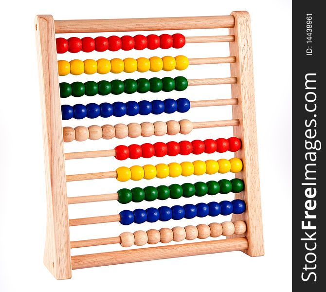 Abacus With Wooden Frame and brightly colored beads