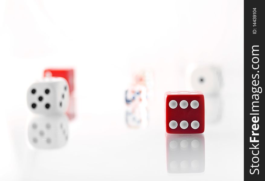 Red and white dice counters