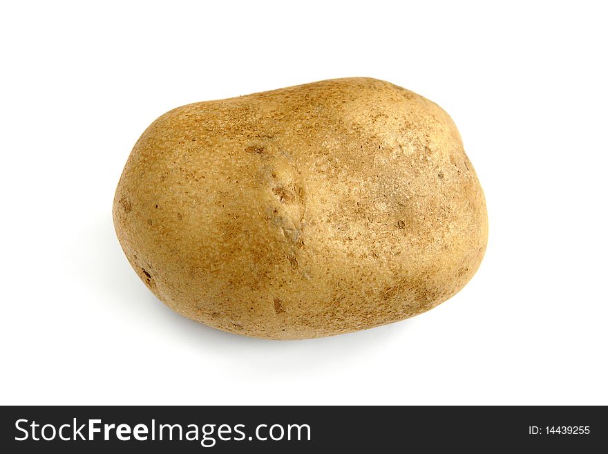 Clean potato close-up on white background