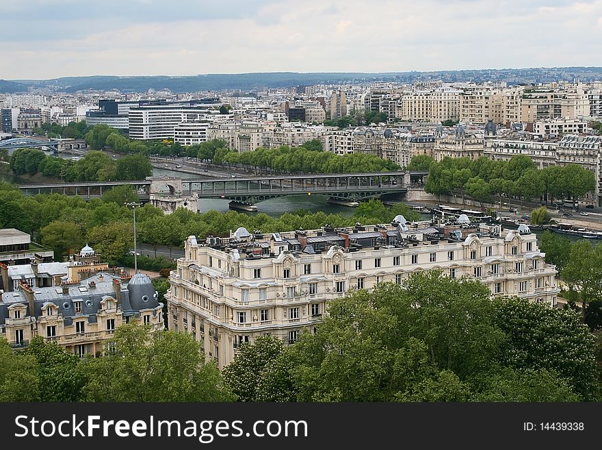 Panorama of Paris. View from Eiffel tower, France