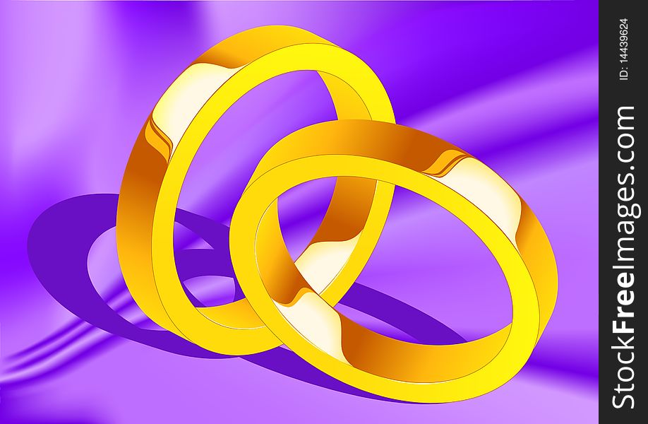 Wedding rings on silk, illustration, AI file included