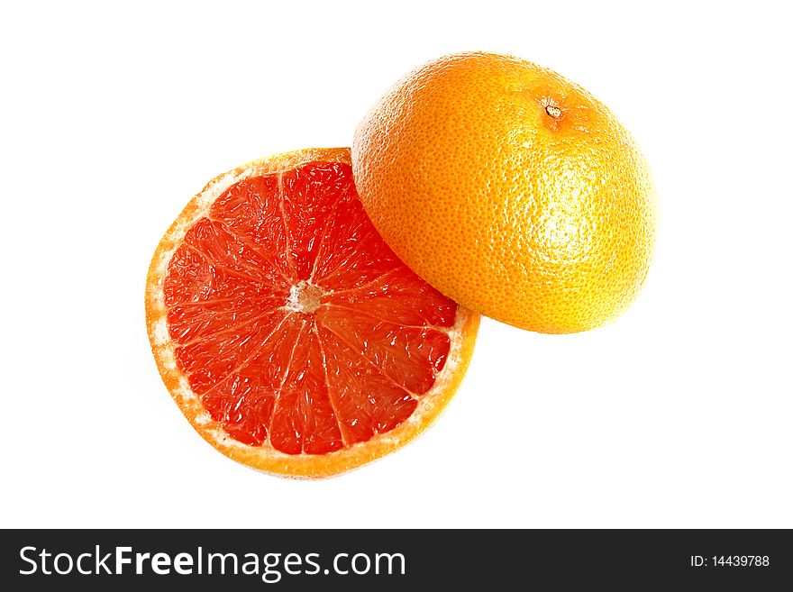 Cut and juicy grapefruit on white background. Cut and juicy grapefruit on white background