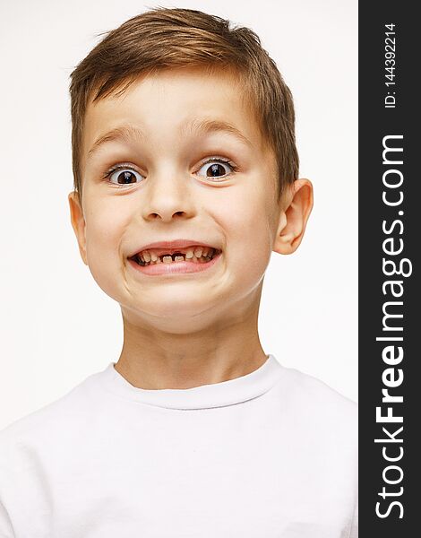 Portrait of a beautiful boy isolated on white background