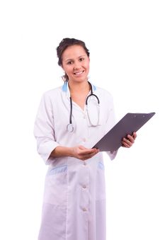 Doctor Holding Some Folders Royalty Free Stock Photos