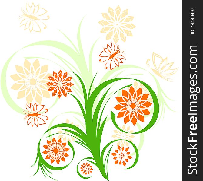 Vector illustration of a floral ornament on white background