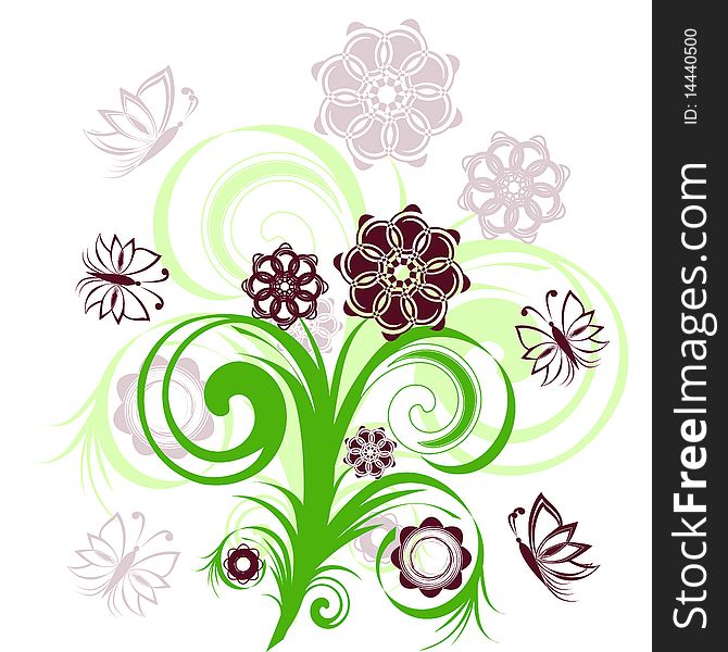 Vector illustration of a floral ornament on white background