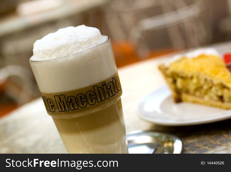 Big Mug,Coffee Latte Macchiato in a Glass