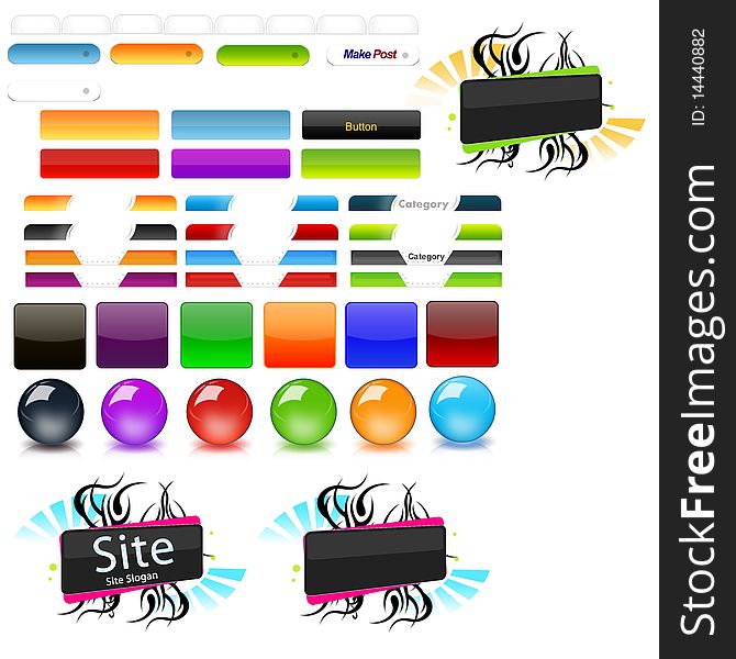 A set of web elements glossy style very useful for designers and for websites. A set of web elements glossy style very useful for designers and for websites