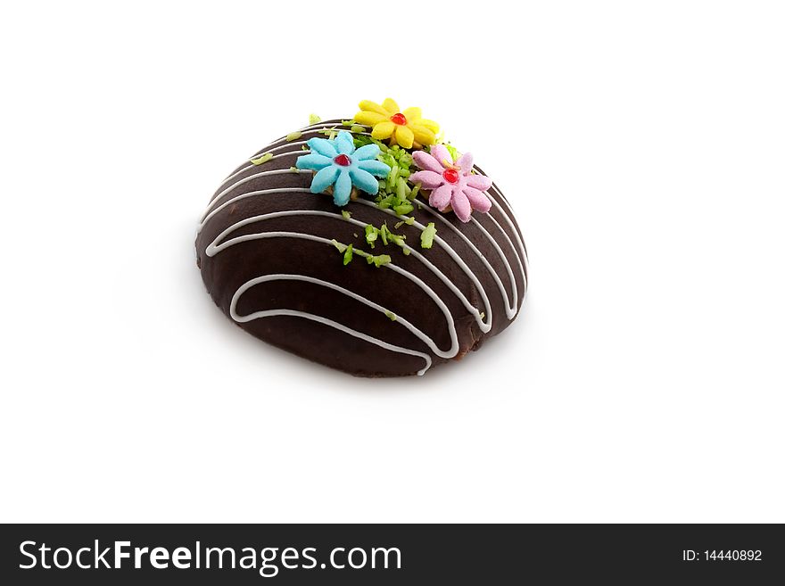 Cake with chocolate and flowers