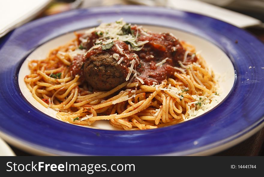 Spaghetti and meatballs served up for the hungry customer