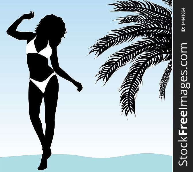 Summer girl silhouette illustration vector