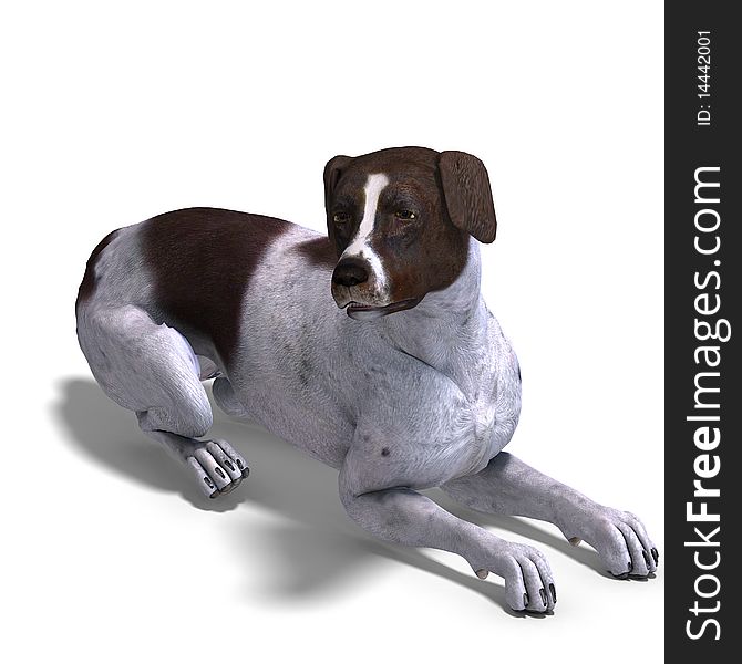 German Short Hair Dog. 3D Rendering With Clipping