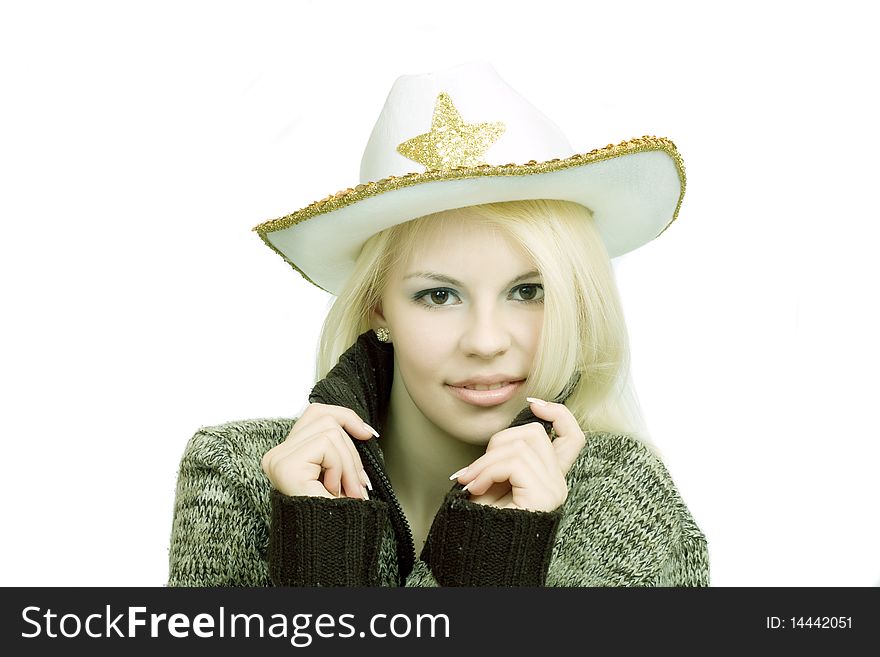 Woman in cowboy`s hat