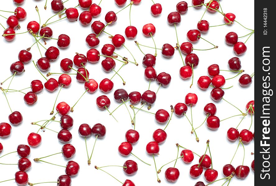 Fresh ripe cherry berry on white