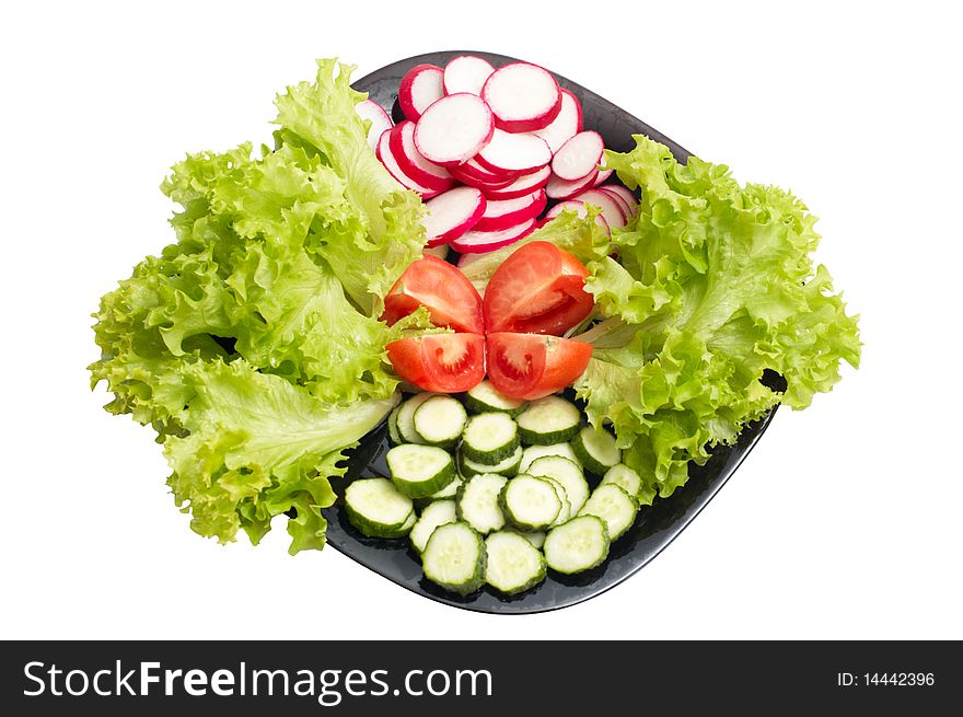 Fresh cucumber, radish, tomatoes and Lettuce