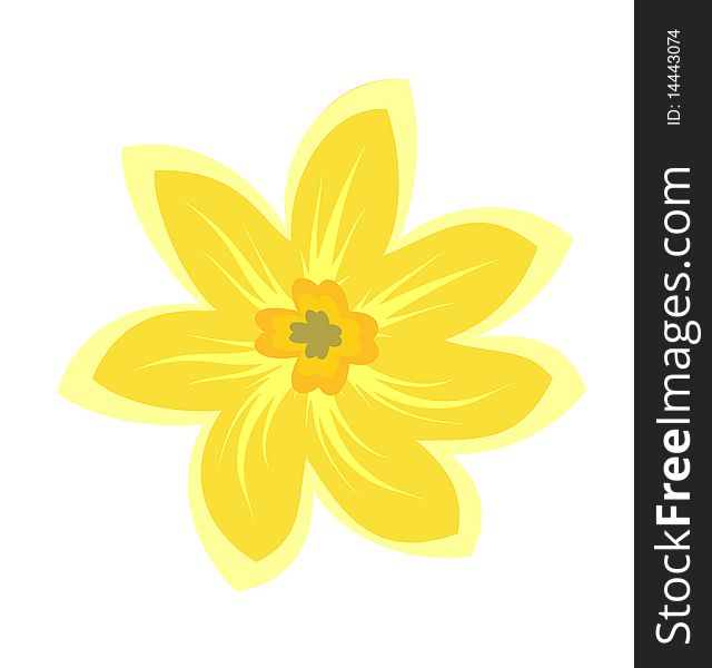 Cartoon illustration of yellow flower. Vector