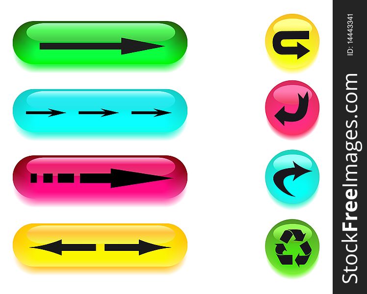 Glass color buttons with arrows