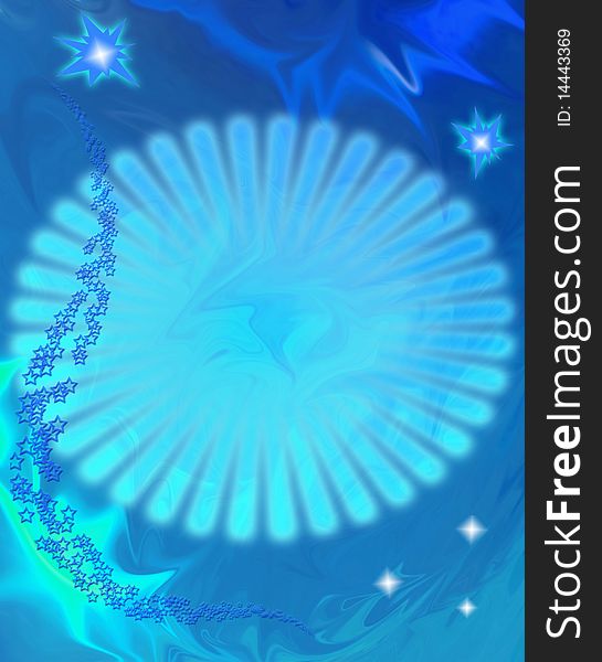 Heavenly dark blue-blue background, stars and the sun. Heavenly dark blue-blue background, stars and the sun