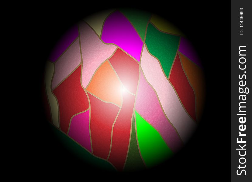 An abstract glass ball illustration with a light spot reflection in the middle and black background around it. An abstract glass ball illustration with a light spot reflection in the middle and black background around it