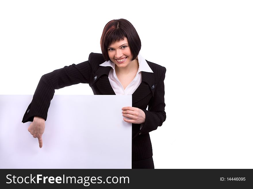 Businesswoman Pointing At Billboard.