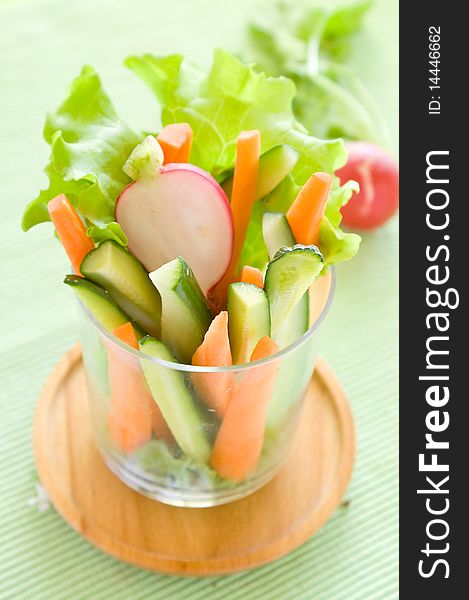 Delicious fresh vegetables  sticks for snack. Delicious fresh vegetables  sticks for snack