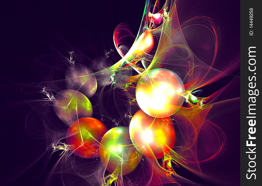 This is an abstract image have many red colored ball around it. This is an abstract image have many red colored ball around it