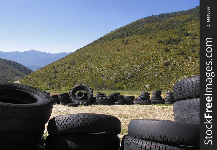 Wheels in the middle of the mountains, Spain. Wheels in the middle of the mountains, Spain