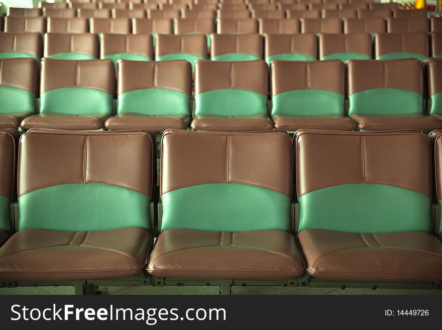 Rows of chairs wrapped in leather