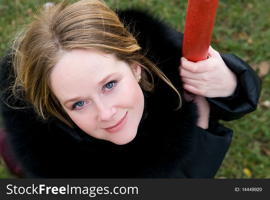 Close-up portrait of young attractive beautiful Caucasian woman outdoors. Close-up portrait of young attractive beautiful Caucasian woman outdoors