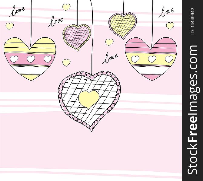 Pink, yellow and white hearts