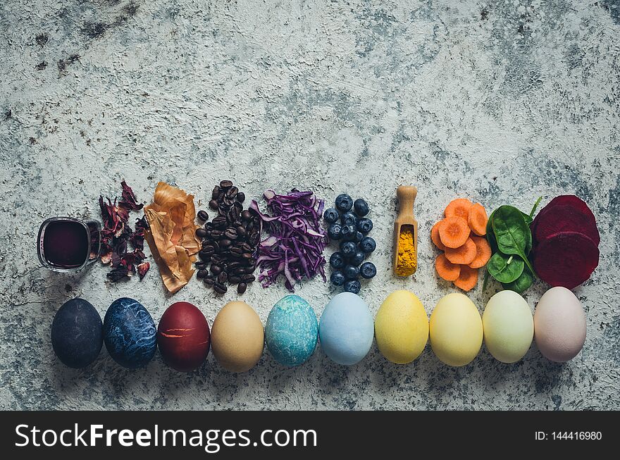 Homemade naturally dyed Easter eggs