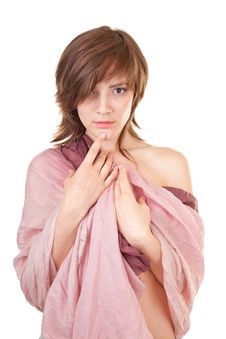 Naked Girl In A Transparent Shawl Stock Images Naked Girl In A Transparent Shawl Stock Images