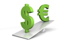 Out Of Balance - Euro And Dollar Royalty Free Stock Photography