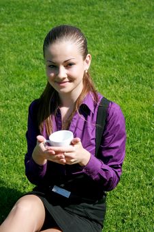 Student Drinking Tea At The Park Stock Photography Student Drinking Tea At The Park Stock Photography