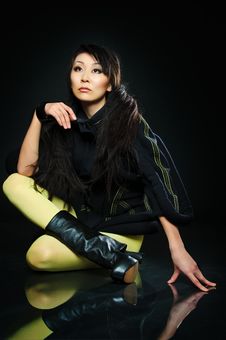 Sitting Brunette Asian Model Stock Photos Sitting Brunette Asian Model Stock Photos