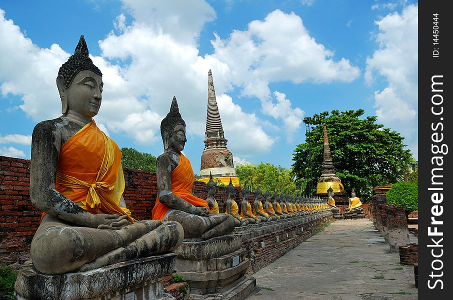 Nice image of buddha and amazing sky taken from ayutthaya thailand